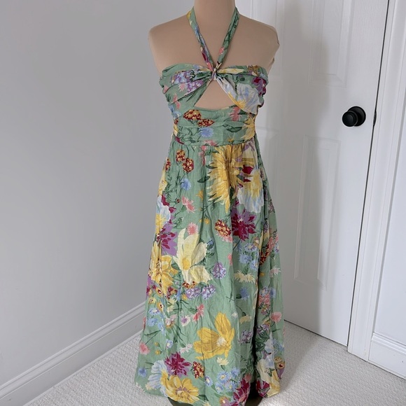H&M Green Floral Halter Maxi Dress - Picture 3 of 11